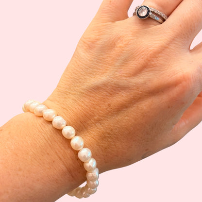 Pulsera de perlas barrocas  de río naturales cultivadas