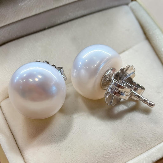 Pendientes de perlas de río naturales cultivadas plata 925 12mm