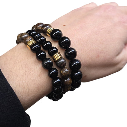 Pulsera de Broncita y turmalina bolitas 6,8 y 10 (repeler envidias)