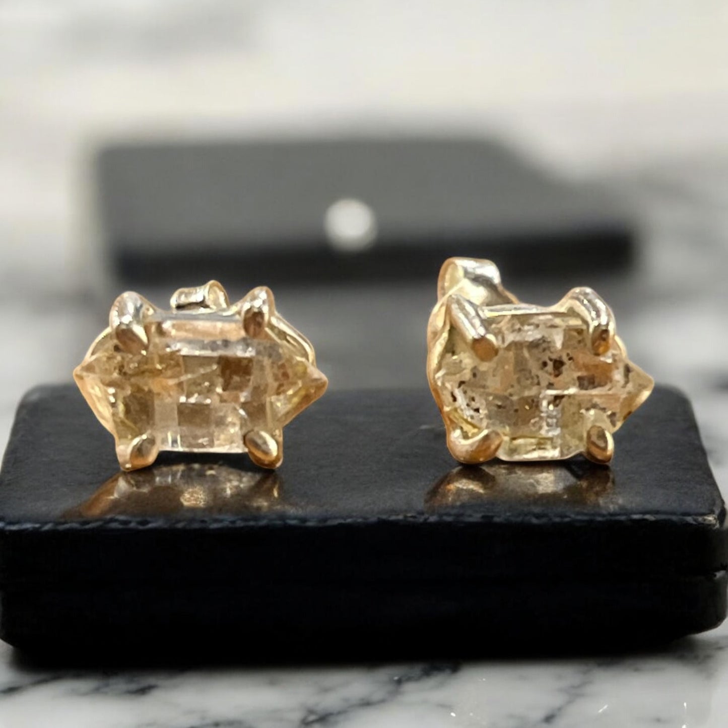 Pendientes  Diamante Hérkimer plata de ley 925