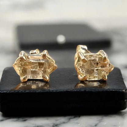 Pendientes  Diamante Hérkimer plata de ley 925