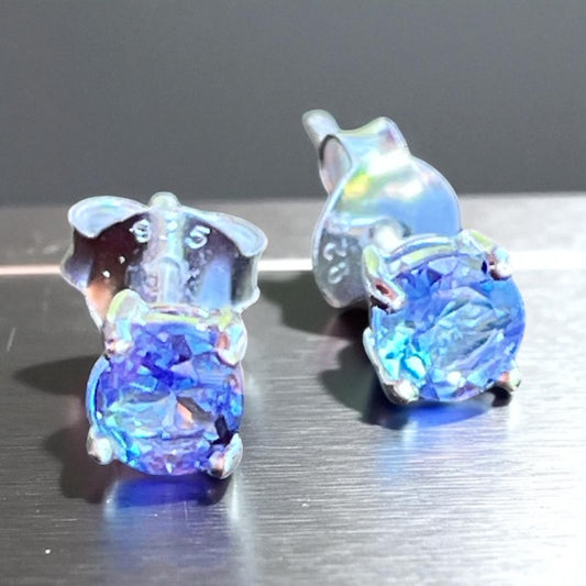 Pendientes de tanzanita y plata de ley 925