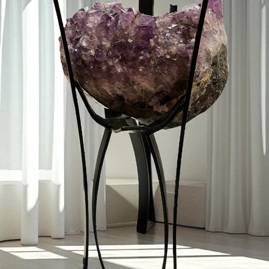 Mesa amatista hierro y cristal
