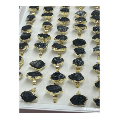 Anillo Turmalina catedral electrolítico dorado ajustable