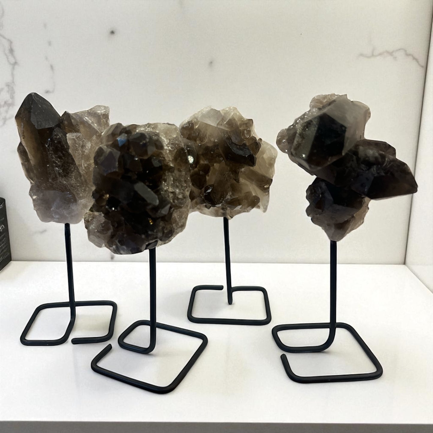 Mini Drusa de Cuarzo ahumado con peana