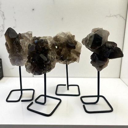 Mini Drusa de Cuarzo ahumado con peana