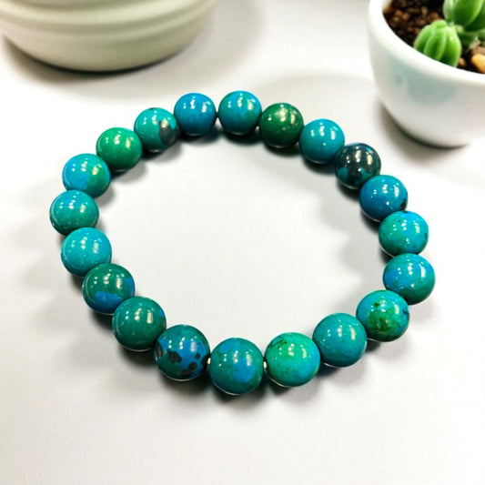Pulsera bolita de Crisocola potenciada 10mm