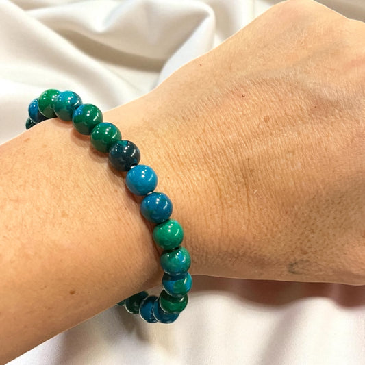 Pulsera bolita de Crisocola potenciada 8mm