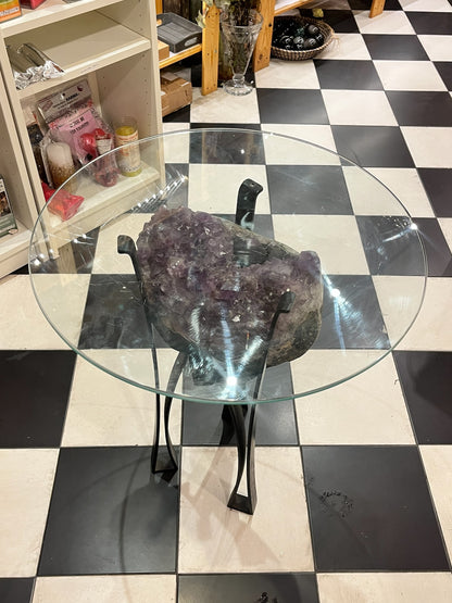 Mesa amatista hierro y cristal