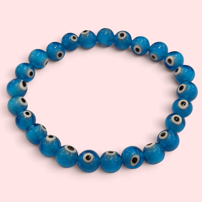 Pulsera  Ojo Turco azul celeste  vidrio