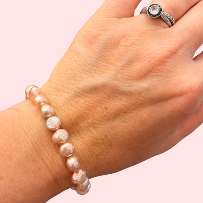 Pulsera de perlas barrocas  de río naturales cultivadas