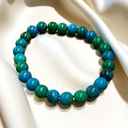 Pulsera bolita de Crisocola potenciada 8mm