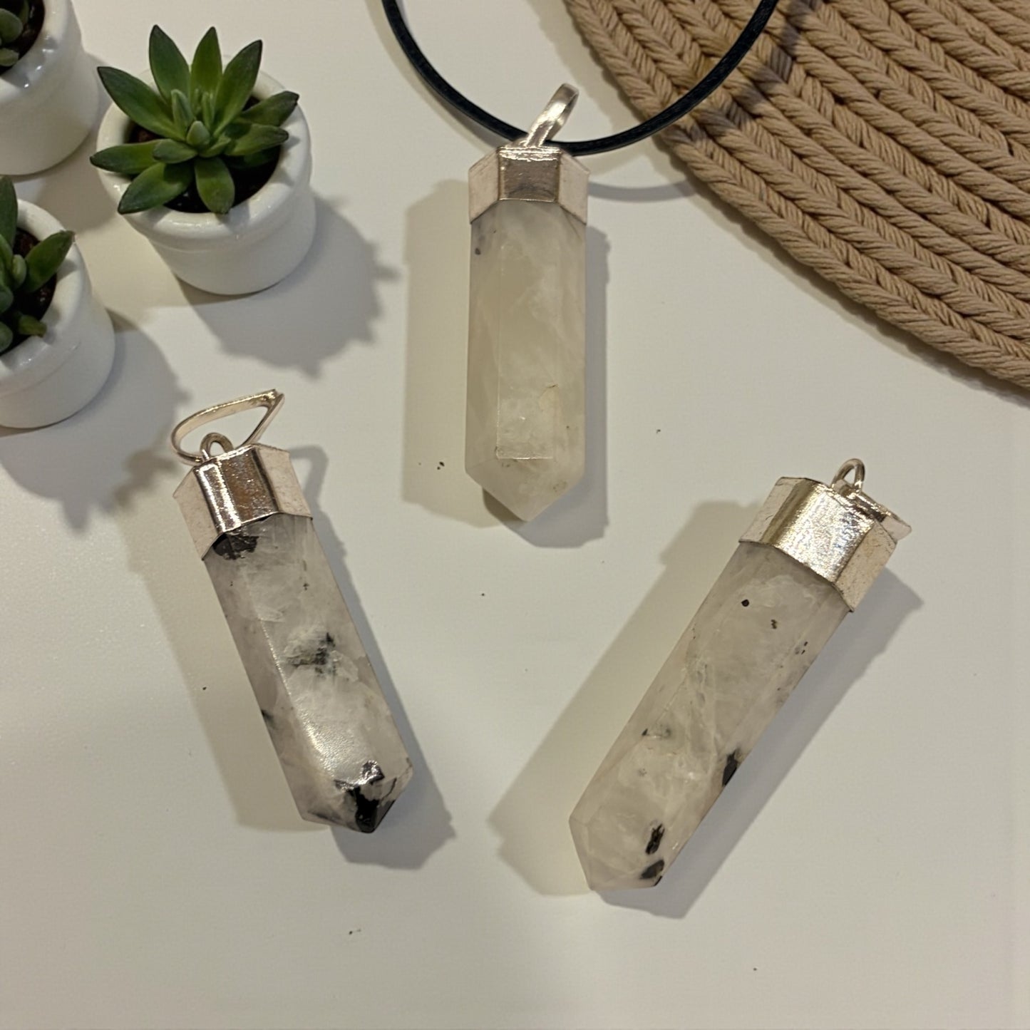 Colgante  Piedra Luna (labradorita blanca)