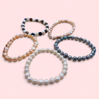 Pulsera de perlas barrocas  de río naturales cultivadas