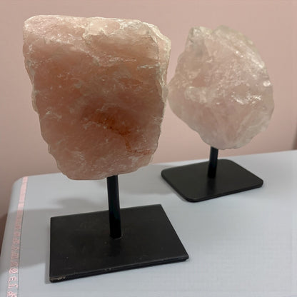 Peana Cuarzo rosa en bruto