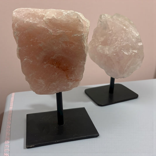 Peana Cuarzo rosa en bruto