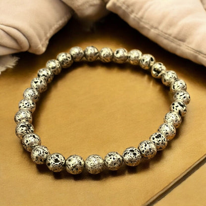 Pulsera de Lava Bañada en Plata – Estabilidad Interior y Claridad Consciente