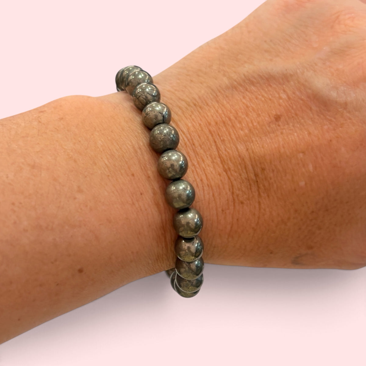 Pulsera bolita Pirita chispa 8mm