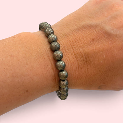 Pulsera bolita Pirita chispa 8mm
