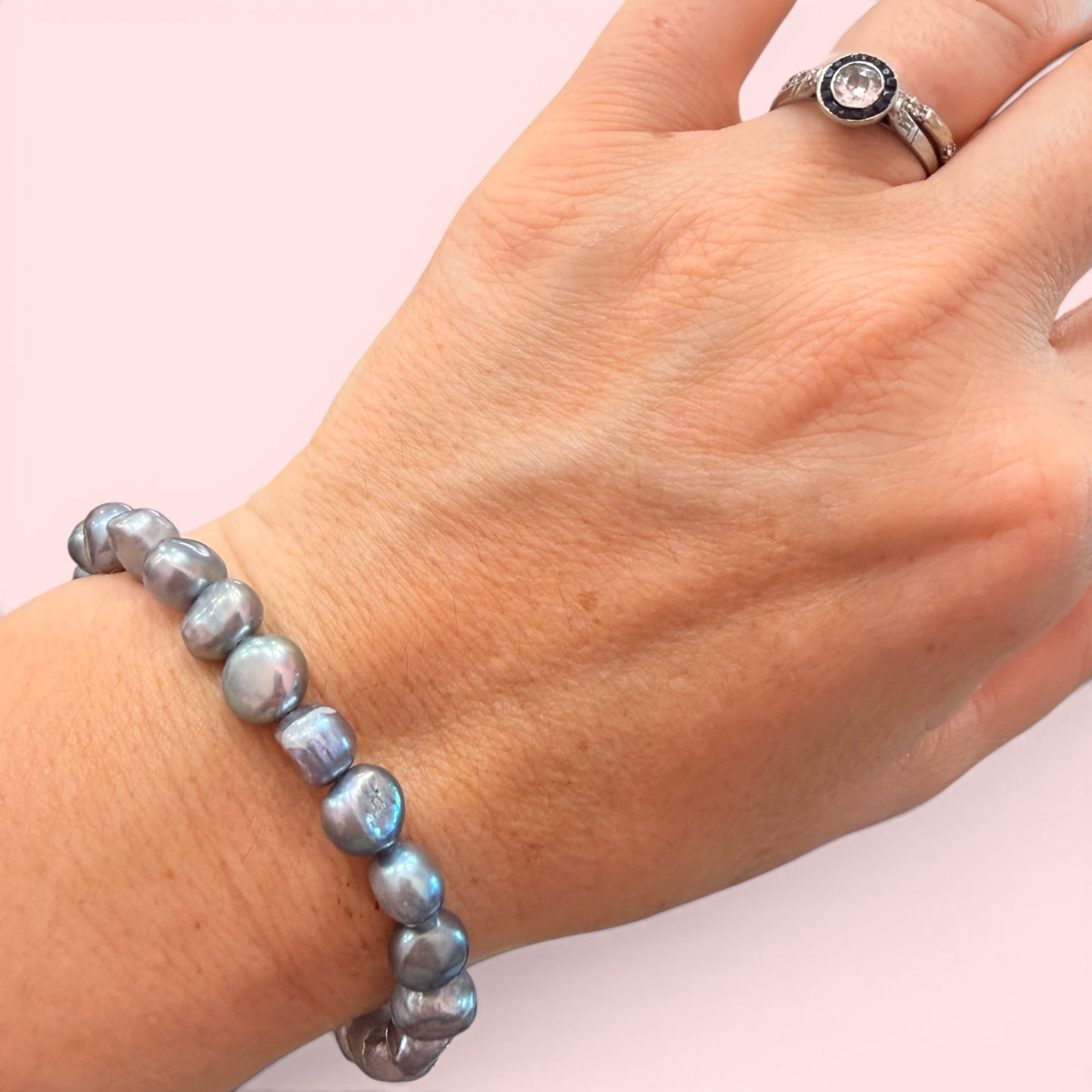 Pulsera de perlas barrocas  de río naturales cultivadas