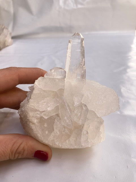Drusa de Cuarzo cristal con punta Lemuriana 275gr