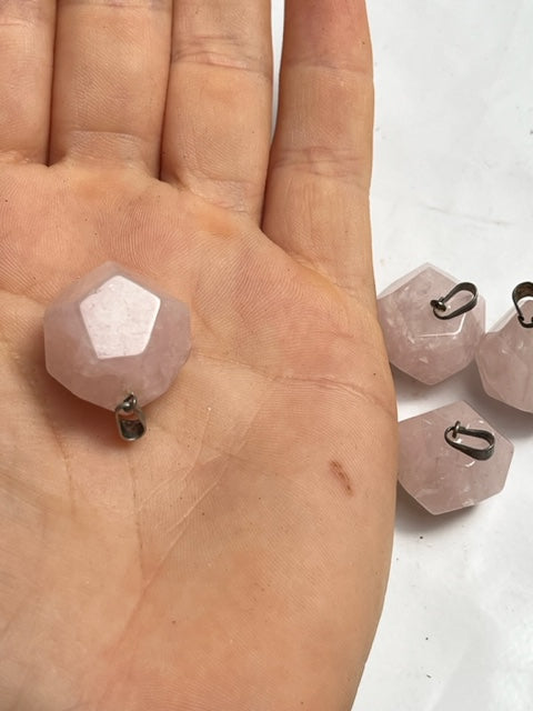 Colgante Dodecaedro Cuarzo rosa - Vega Luna Dream