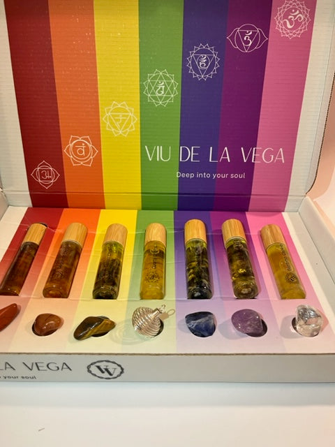 Kit 7 Chakras + minerales y colgante Vega Luna Dream Vega Luna Dream ACEITES RITUALES