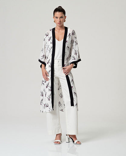kimono fluido con cinturón