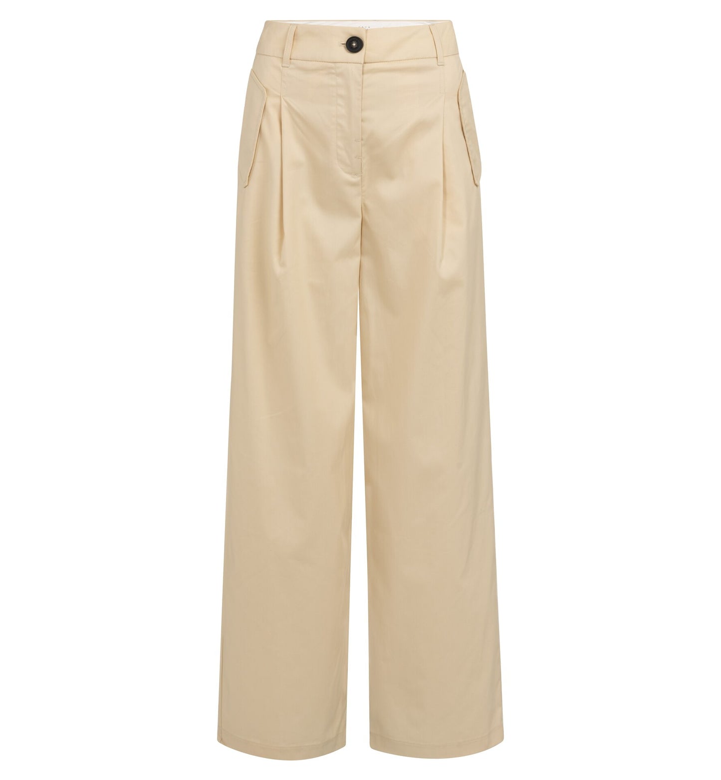 Pantalones con pinzas, pernera ancha y detalle plisado