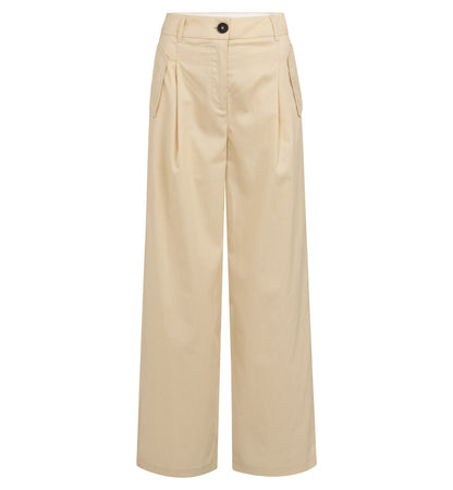 Pantalones con pinzas, pernera ancha y detalle plisado