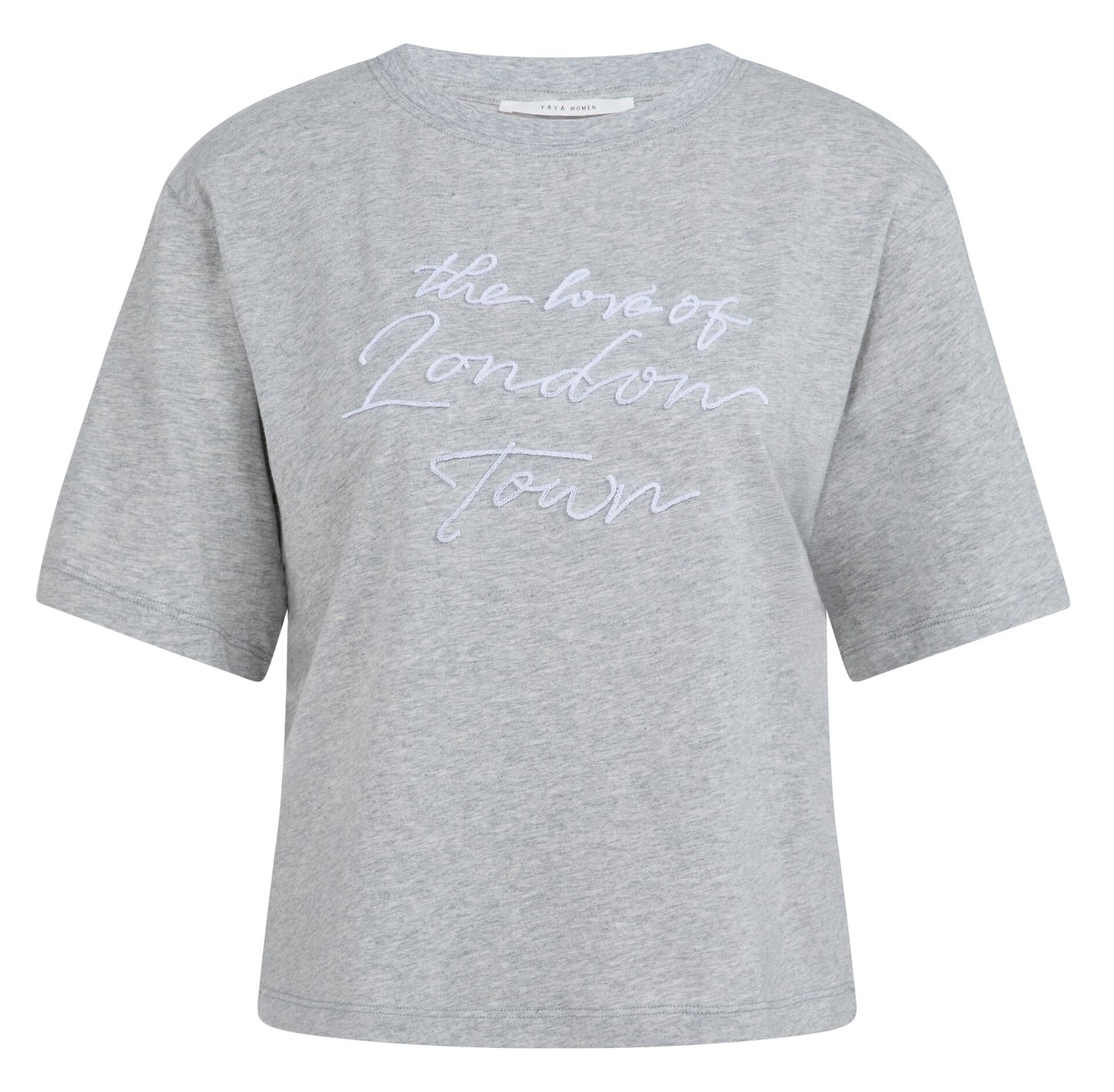 Camiseta con estampado flocado suave y mangas anchas