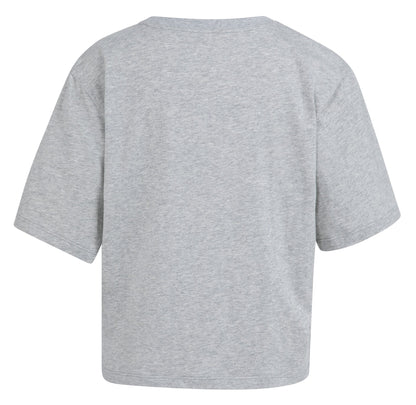 Camiseta con estampado flocado suave y mangas anchas