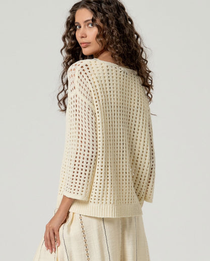 Jersey escote pico crema SURKANA
